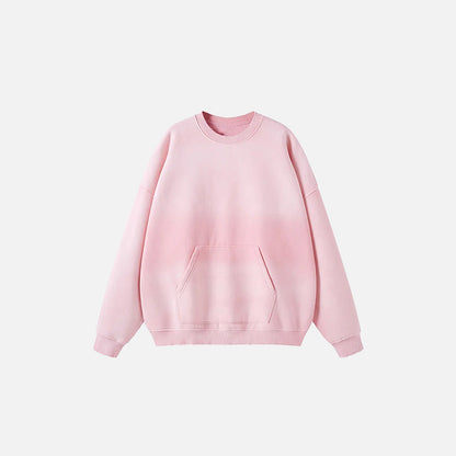 Front view of the pink Classic Washed Oversized Sweatshirt in a gray background