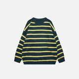 Stripped Solid Color Knitted Sweater