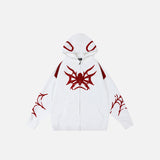 Y2K Spider Embroidery Zip-Up Hoodie