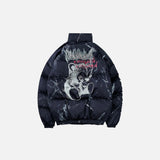 Back view of the blue Urban Chaos Teddy Jacket in a gray background