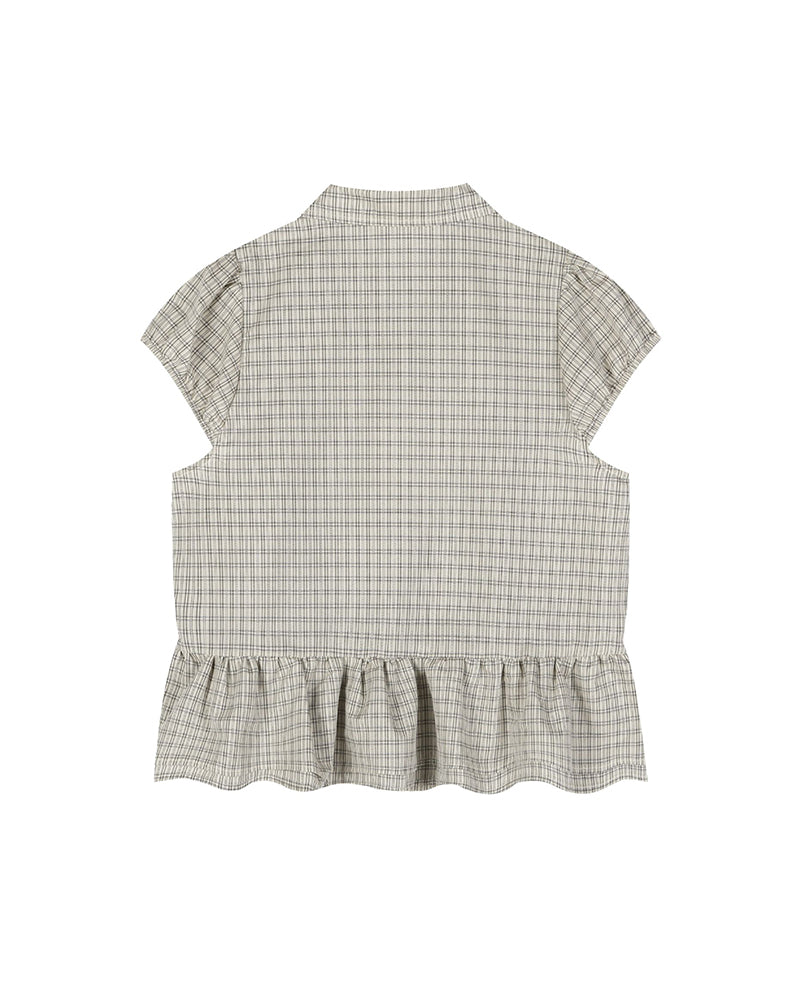 Plaid Peplum Short Sleeve Shirt