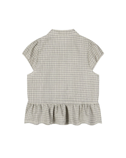 Plaid Peplum Short Sleeve Shirt