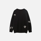 Ripped Knitted Letters Sweater