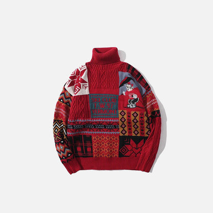 Embroidered Patchwork Sweater