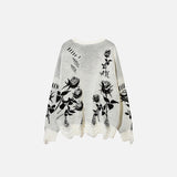 Loose Ripped Flower Knitted Sweater
