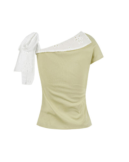 One-Shoulder Tie Sleeve Top