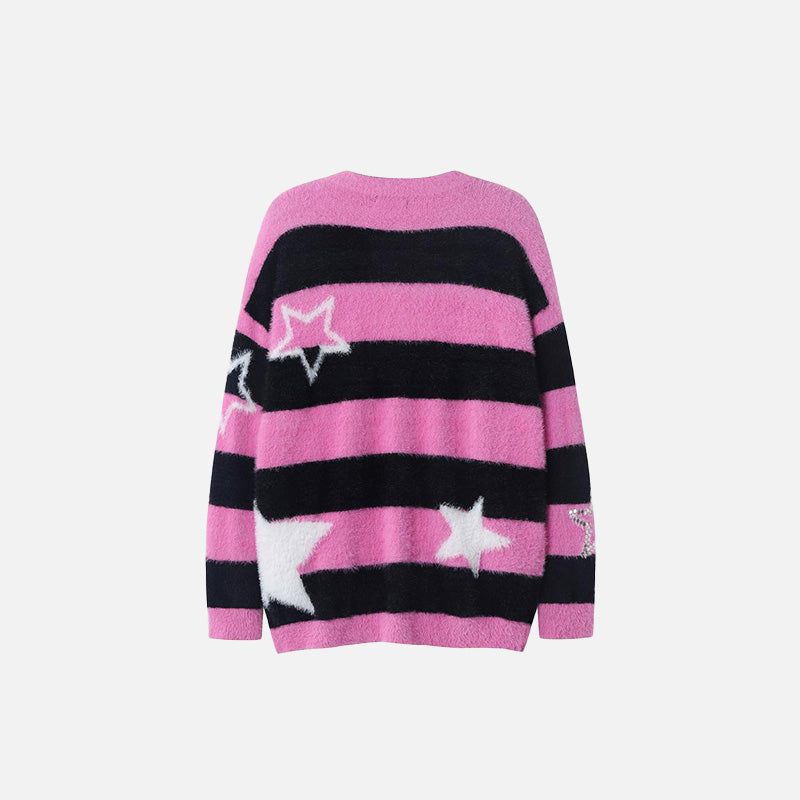 Fuzzy Embroidery Star Sweater