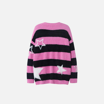 Fuzzy Embroidery Star Sweater