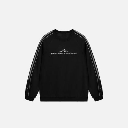 Front view of the black Defiant Stride Sweatshirt in a gray background