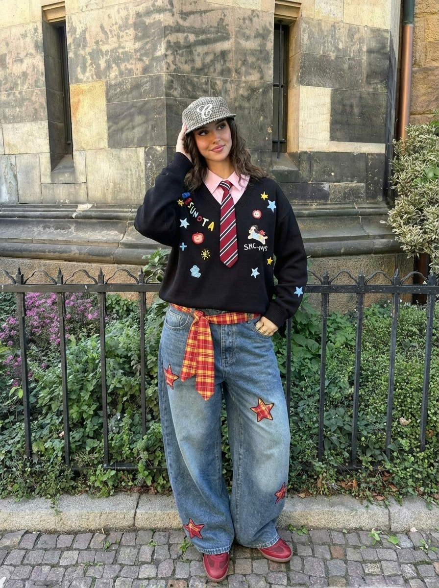 Stylish Vintage Detachable Collar Casual Sweater