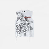 Front view of the white Vintage Graphic Printed T-Shirt in a gray background 