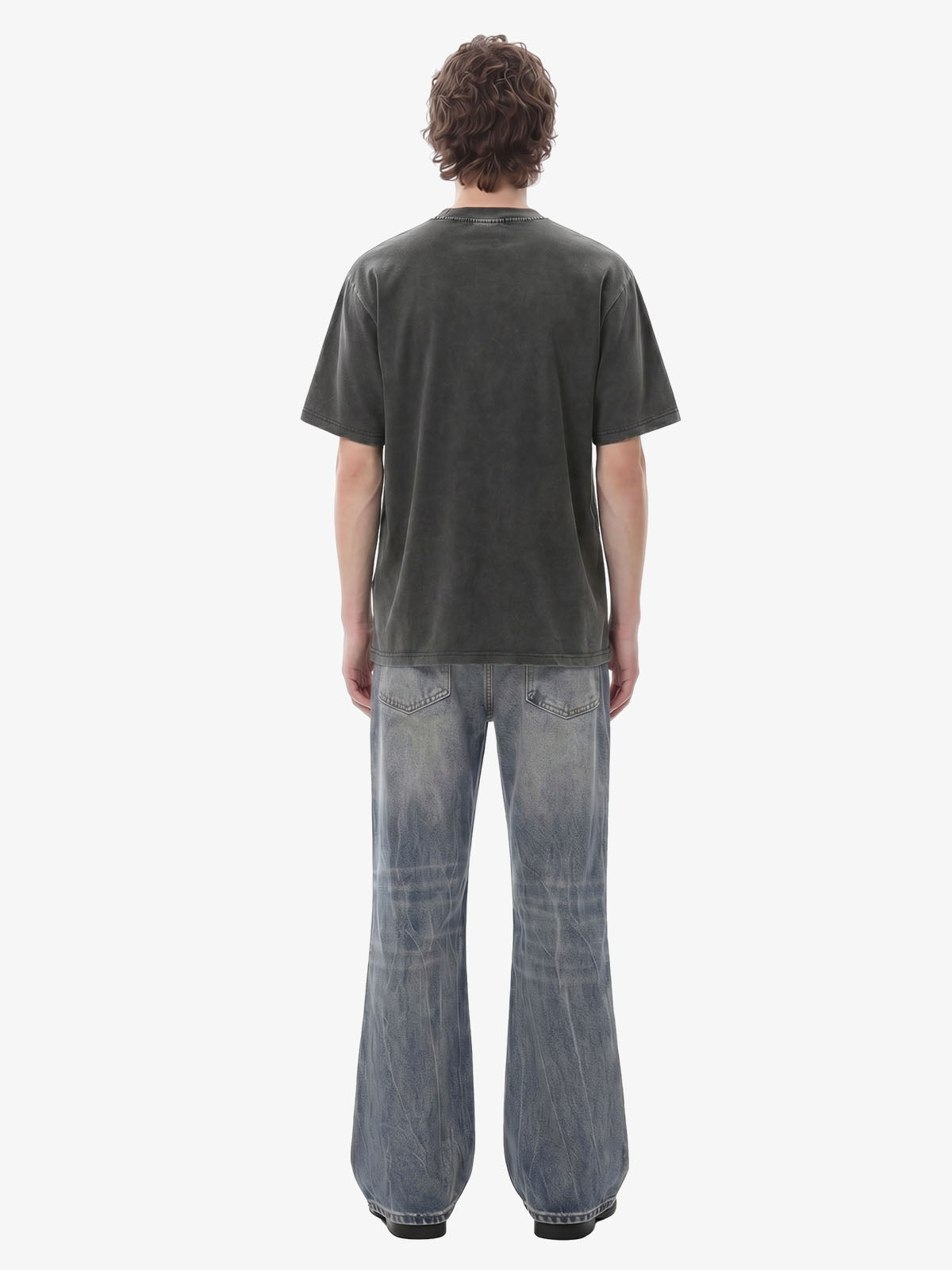 Retro Washed Faded Flared Jeans; Blue / S, Blue / M, Blue / L, Blue / XL, Blue / 2XL