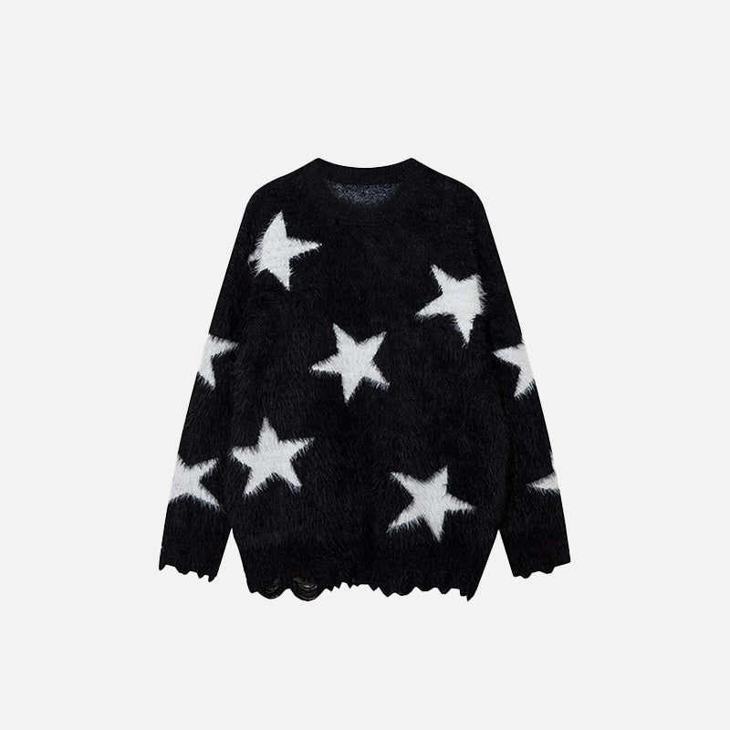 Y2K Star Distressed Sweater