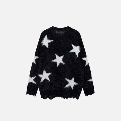 Y2K Star Distressed Sweater
