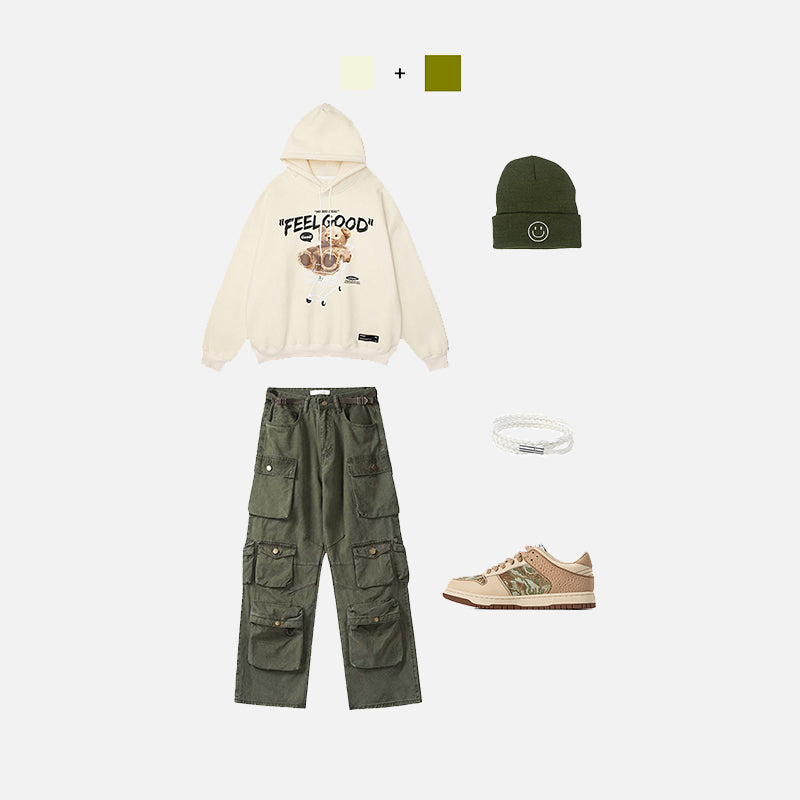 Feel Good Bear Print Hoodie