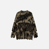 Knitted Tie-dye Holes Distressed Sweater