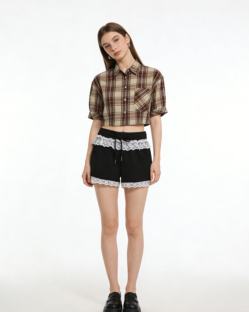 Lace Trim Lounge Shorts