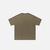 Back view of the auburn Oversized Loose Solid Color T-shirt in a gray background 