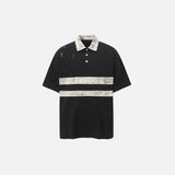 Dirty Color Block Striped Polo T-Shirt