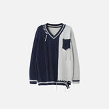 Loose Knitted Color Block Sweater