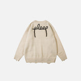 Loose Shocked Cat Ripped Sweater