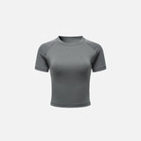 Front view of the gray Women's Sports T-shirt in a gray background 