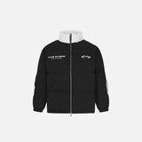 Front view of the black Oversized Loose Padded Puffer Jacket in a gray background