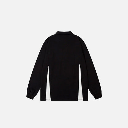 Back view of the black Y2k Star Striker Sweatshirt in a gray background