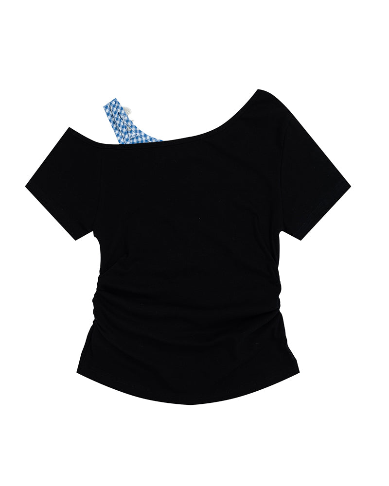 Bow Graphic Off-Shoulder Top
