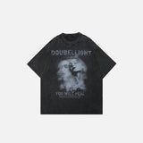 Front view of the black Soulmate Shadow Graphic T-shirt in a gray background