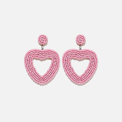 Beaded Heart Drop Earrings