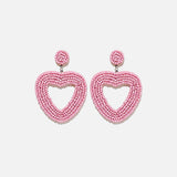 Beaded Heart Drop Earrings