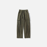 Elastic-waist Side Pockets Cargo Pants