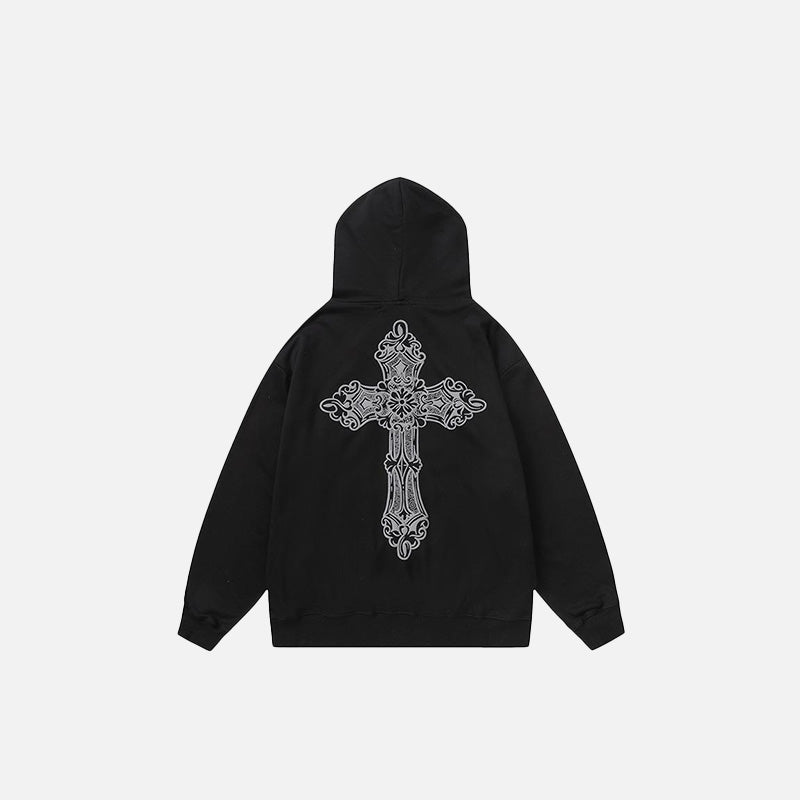 Retro Cross Letter Print Hoodie