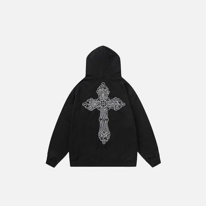 Retro Cross Letter Print Hoodie