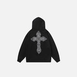 Retro Cross Letter Print Hoodie