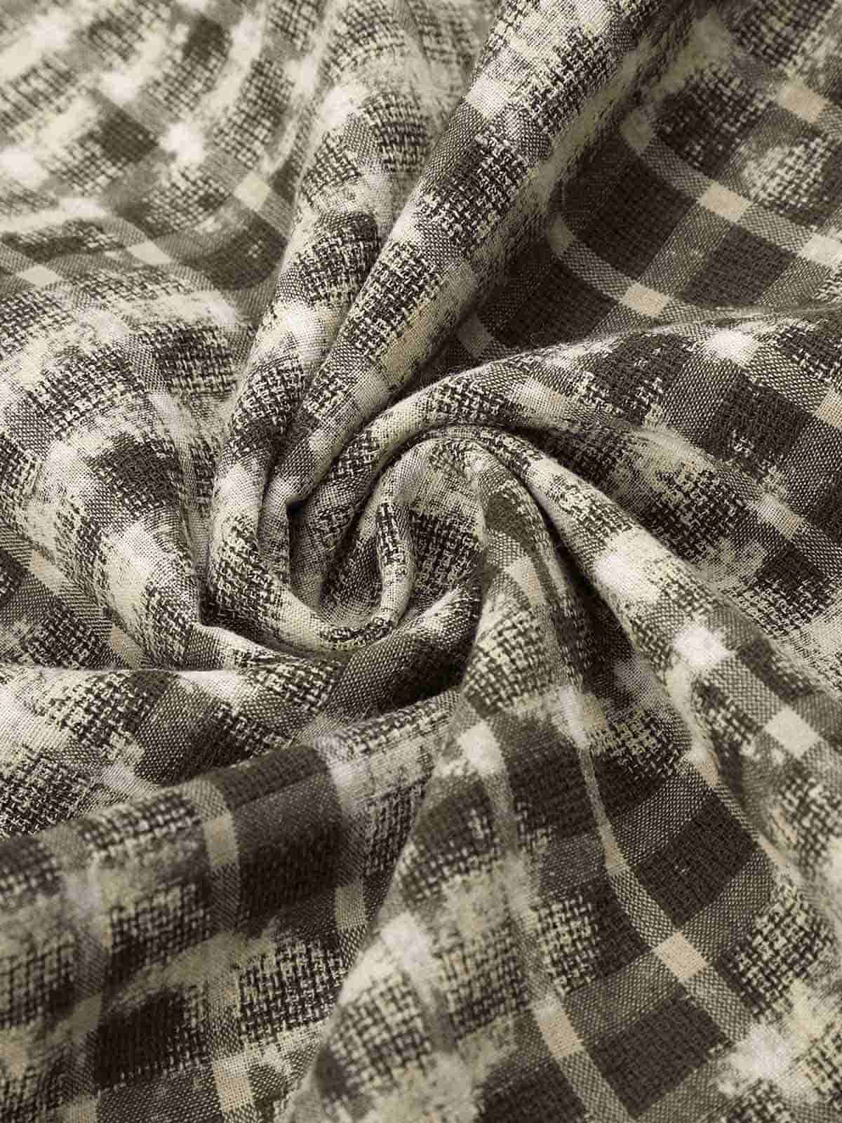 Distressed Plaid Casual Trousers; Coffee / S, Coffee / M, Coffee / L, Coffee / XL