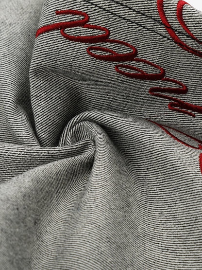 Two-Tone Graphic Baggy Jeans; Black / S, Black / M, Black / L, Black / XL