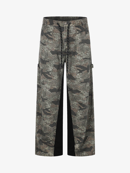 Leopard Camo Patchwork Cargo Pants