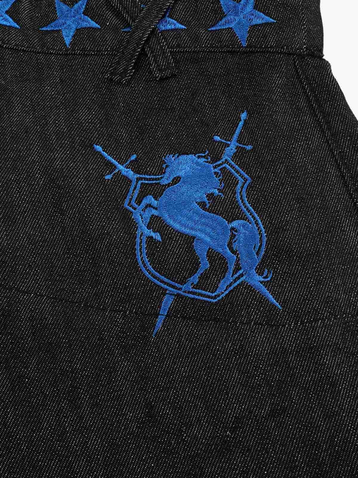 Star Equestrian Embroidered Double-Waist Jeans