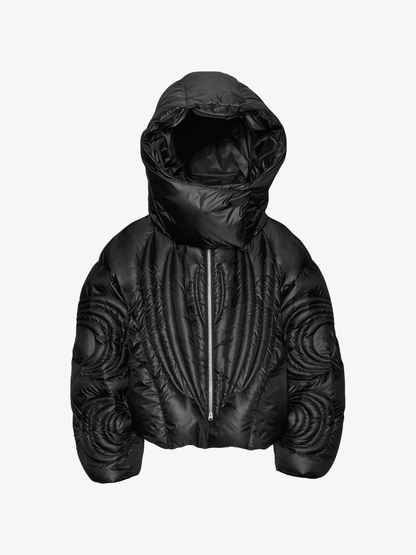 Sculpted Quilted Oversized-Hood Padded Coat