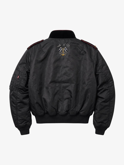 Napoleonic Button Padded MA-1 Bomber Jacket; Basic Black / S, Basic Black / M, Basic Black / L, Basic Black / XL, Basic Black / 2XL