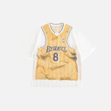 Fake Two Piece Graphic Print V-Neck Basketball T-Shirt
