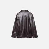 Streetwear Coffee PU Leather Zipper Jacket