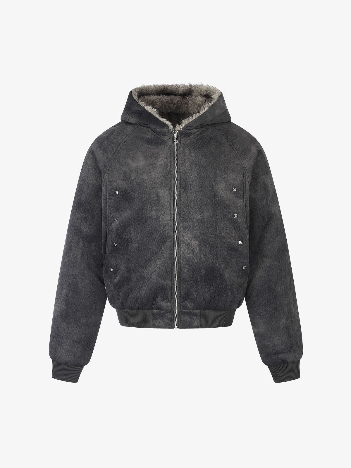 Side-Studded Hooded Padded Coat