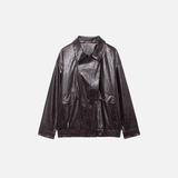 Streetwear Coffee PU Leather Zipper Jacket