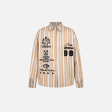 Vintage Vibe Badge Embroidered Plaid Long Sleeve Shirt
