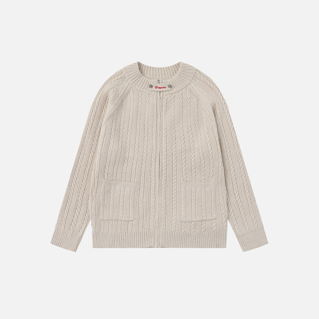 Y2K Trendy Cozy Zip-Up Long Sleeve Sweater