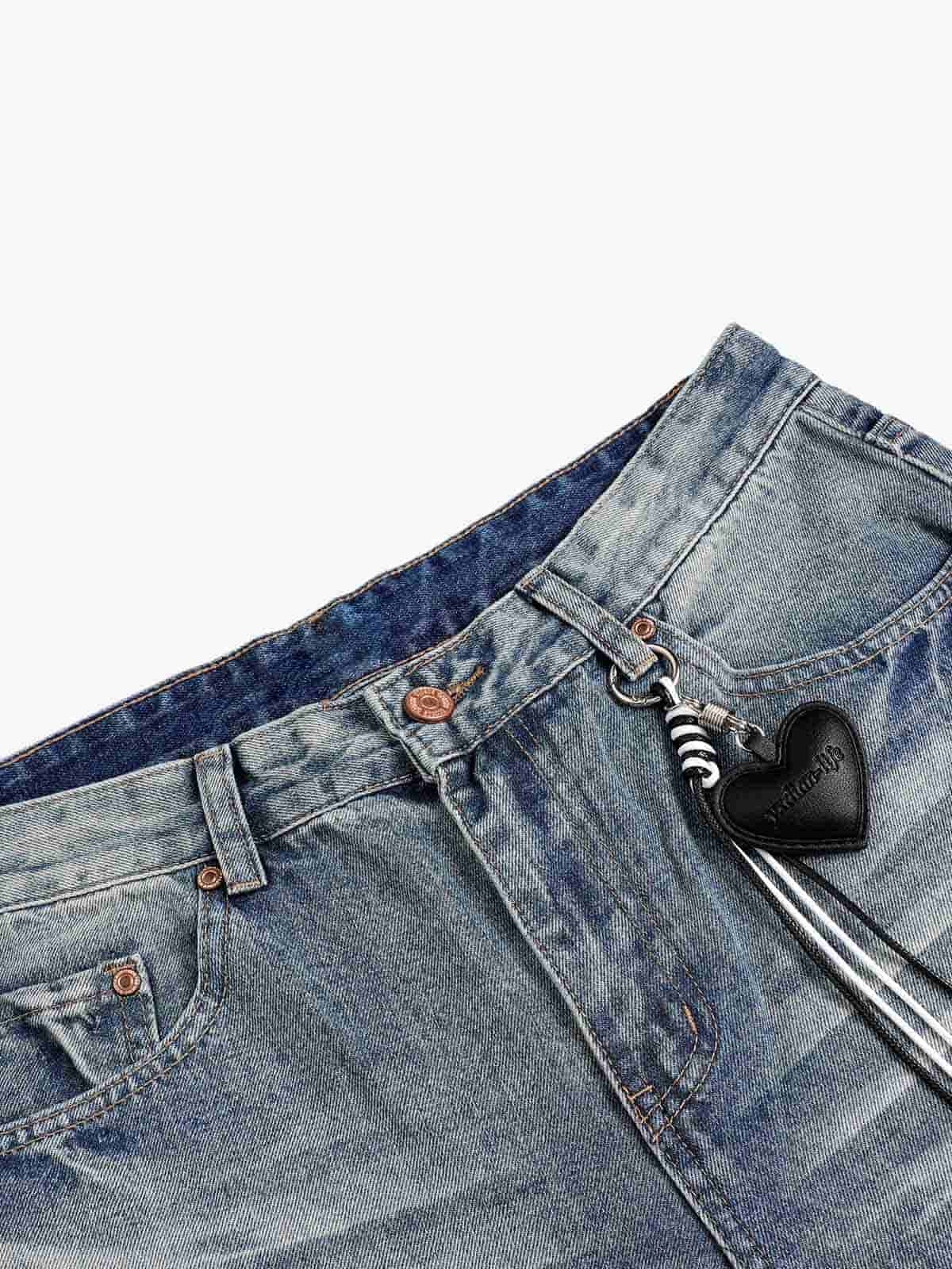 Distressed Washed Jeans; Blue / M, Blue / L, Blue / XL, Blue / 2XL
