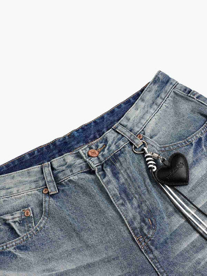 Distressed Washed Jeans; Blue / M, Blue / L, Blue / XL, Blue / 2XL